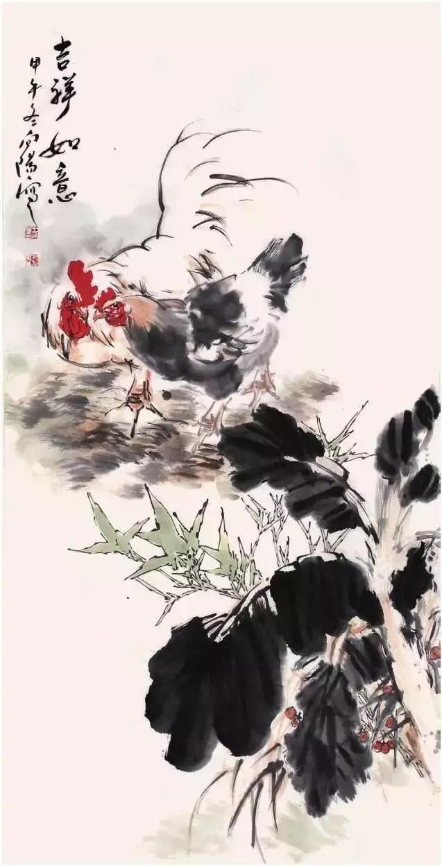 中国画中公鸡的写意画法,中国画鸡的学习方法