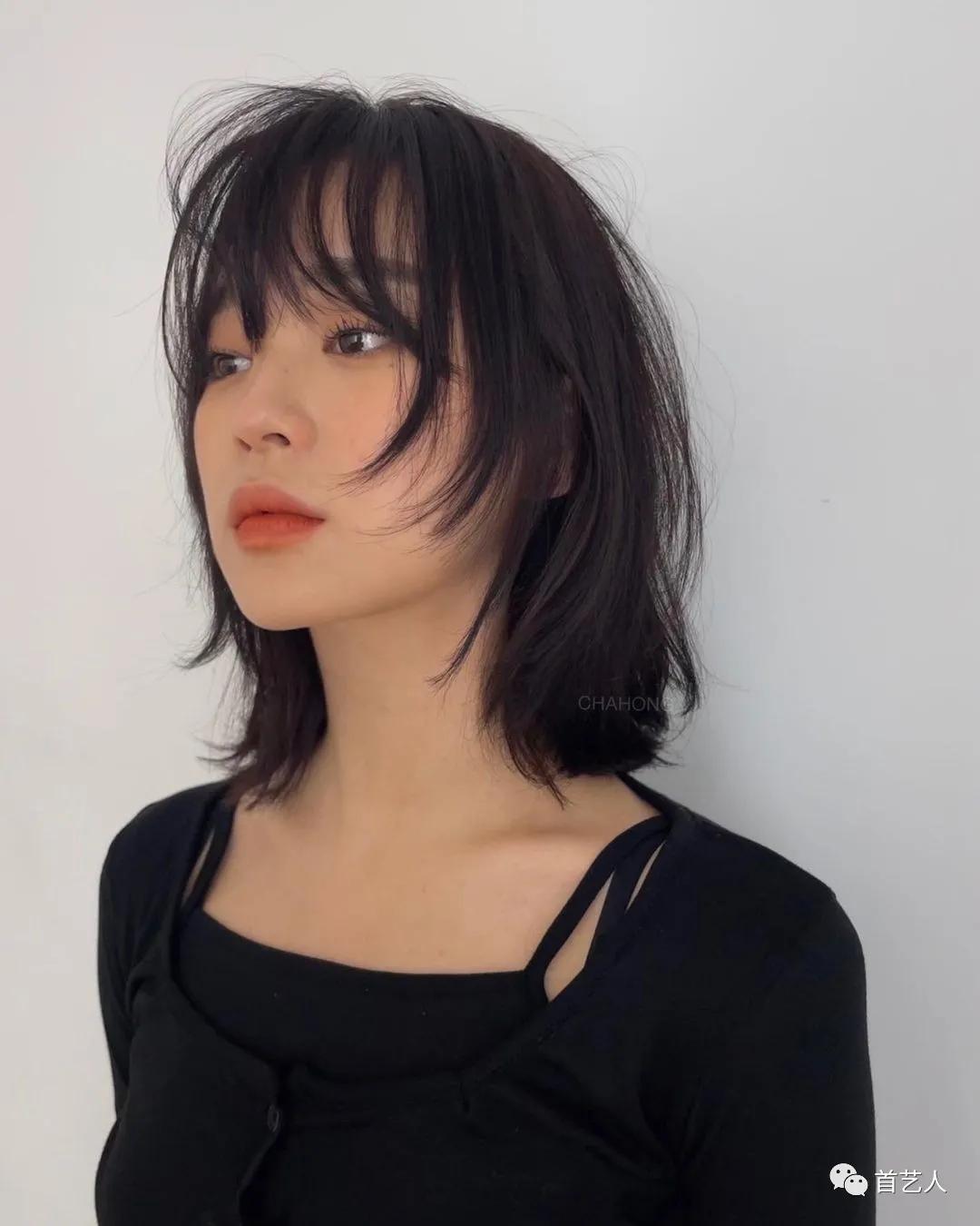 短下巴剪刘海,短下巴短发发型