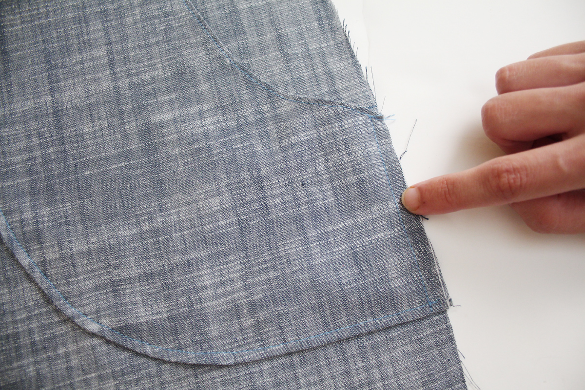 做口袋贴片,斜袋裤子口袋缝制视频技巧