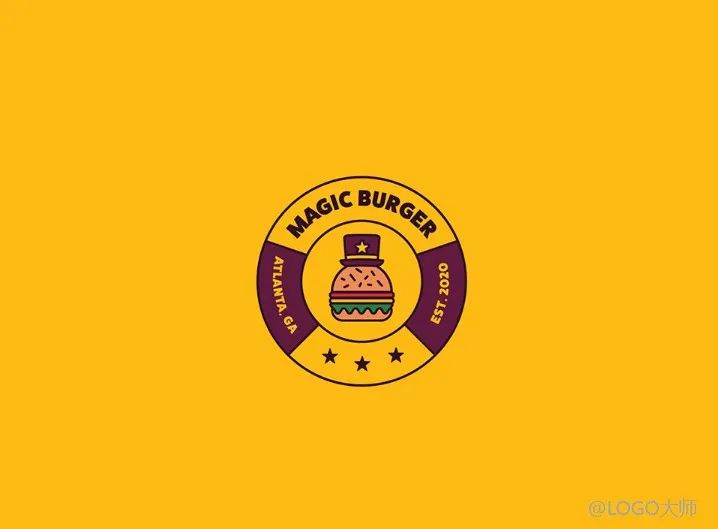 汉堡logo背景设计效果图,汉堡LOGO设计
