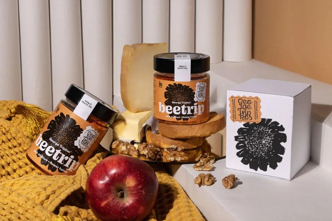 蜂蜜插画包装设计创意,高端蜂蜜产品包装设计