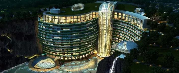 6亿深坑酒店终露真容,上海深坑酒店耗时13年造价21亿