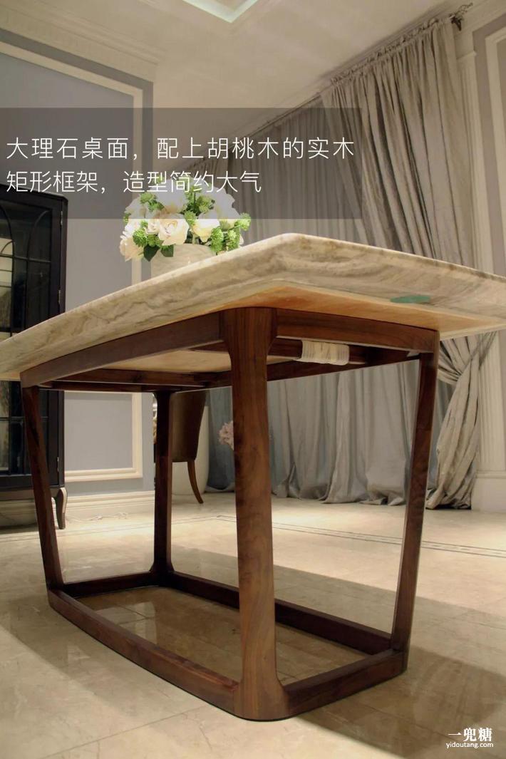 纯天然大理石餐桌黑白灰,大户型大理石餐桌推荐
