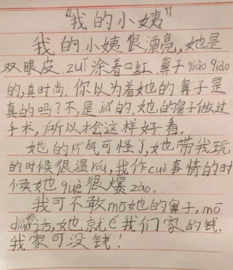 小学生作文扣分原因,小学生作文看了泪奔