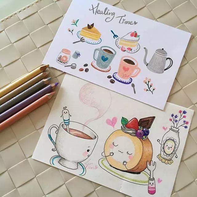 彩铅画古风人物简笔画,彩铅荷花简笔画几分钟就能学会