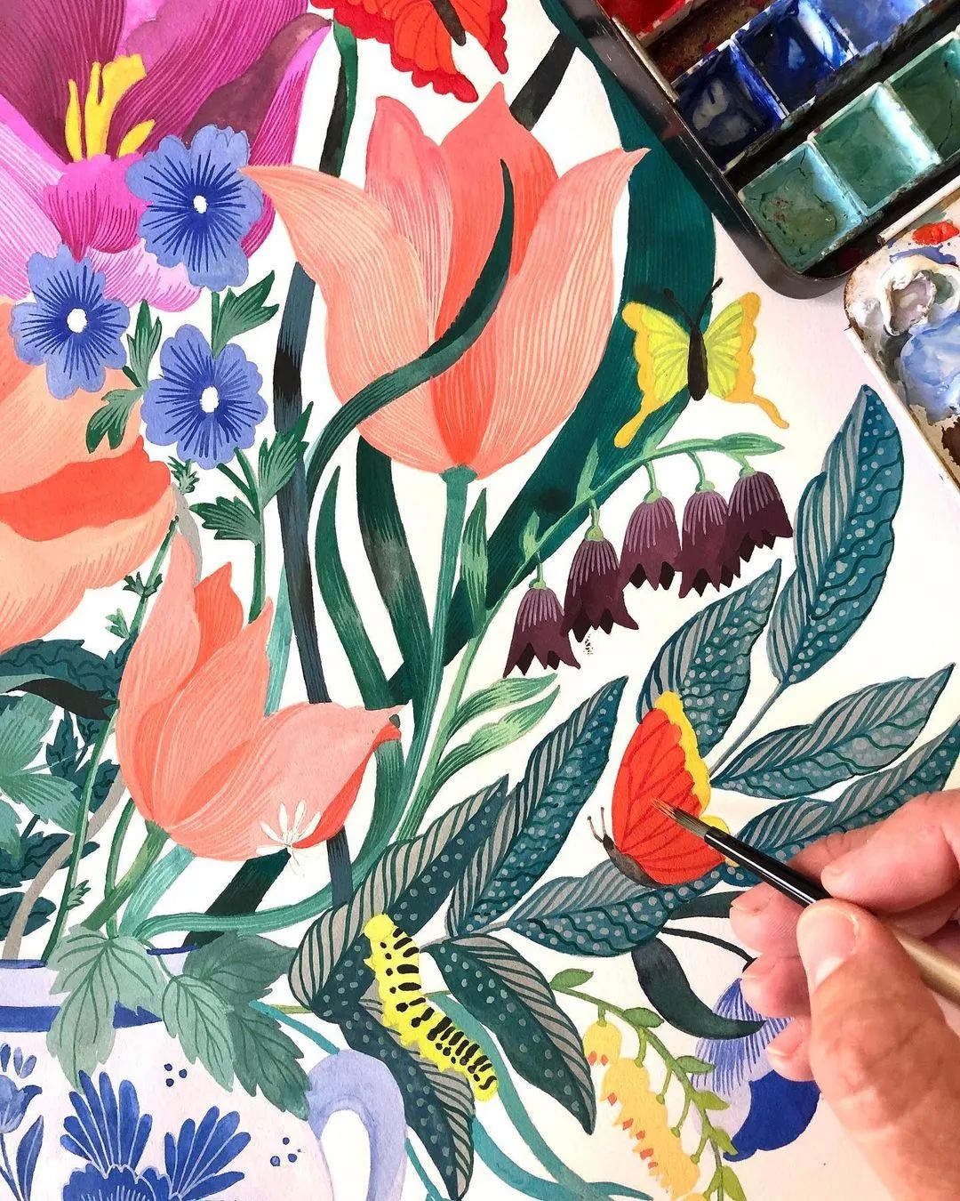 水彩渲染画建筑效果图,水彩平涂画