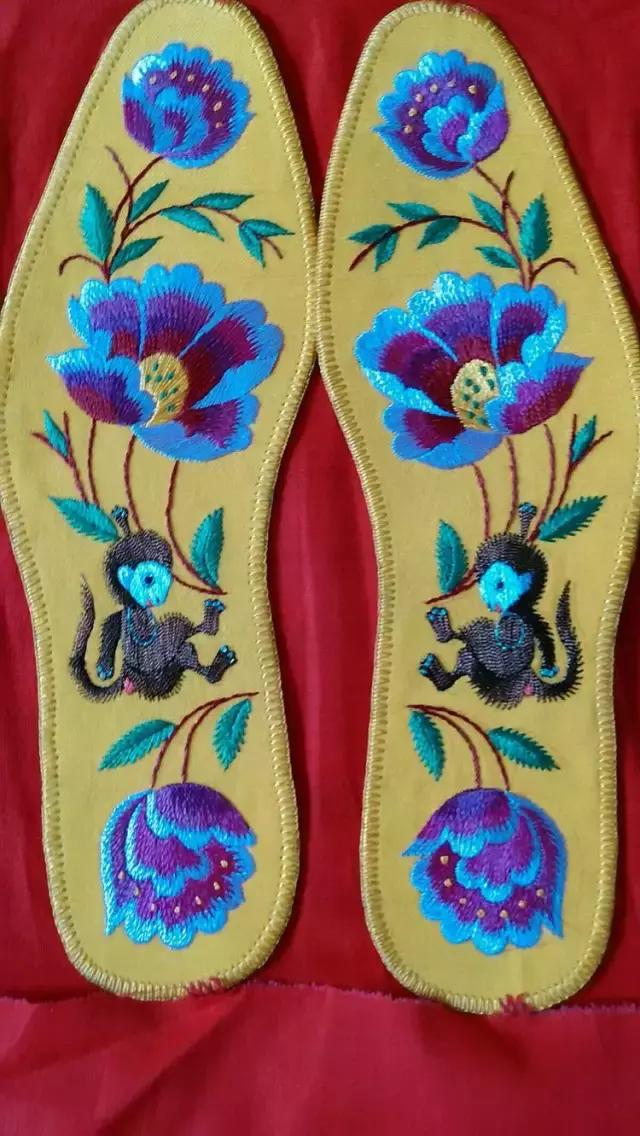 刺绣鞋垫花样各种图案教程,几何鞋垫图案鞋垫绣法