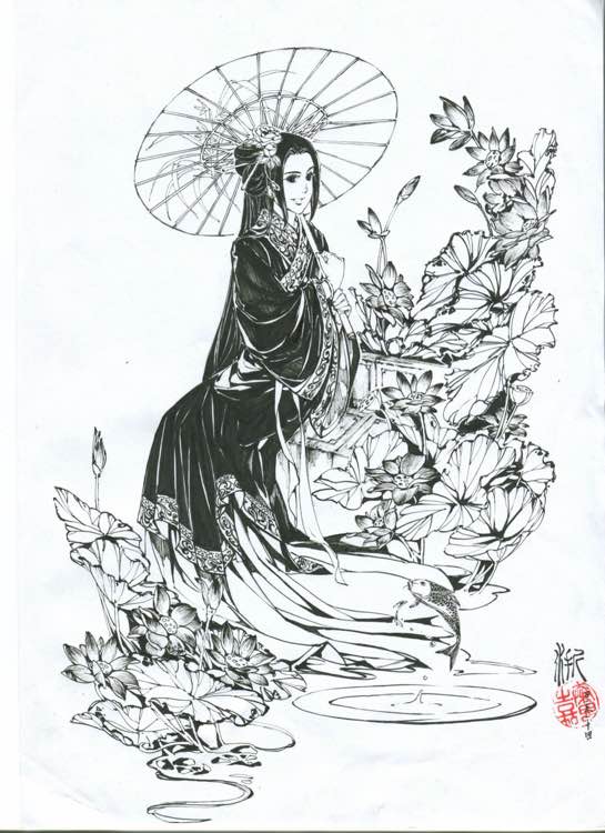 改良汉服手绘图片,古风汉服手绘图片