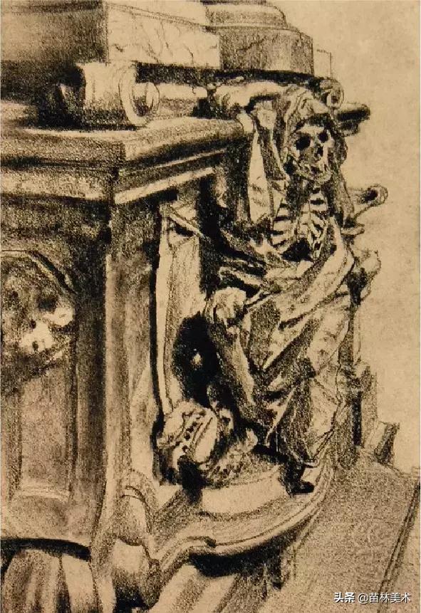 门采尔自画素描高清大图,素描大师门采尔著名作品