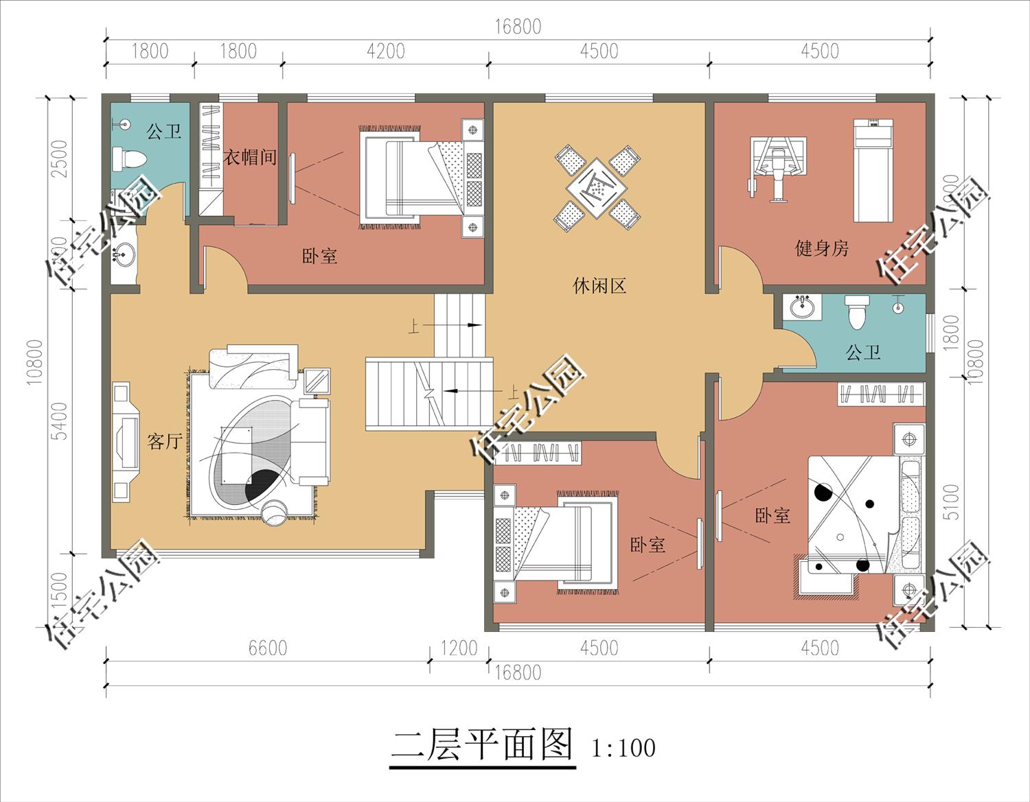 免费分享1000款自建房布局图,三层半现代别墅带落地窗设计图