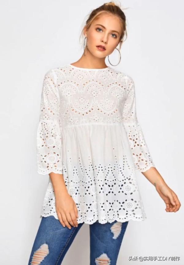 2020蕾丝领时尚气质纯色衬衣,时尚设计荷叶花边纽扣套头衬衫