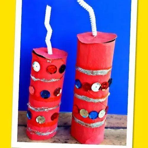 元旦节手工纸灯笼鞭炮,元旦手工立体鞭炮