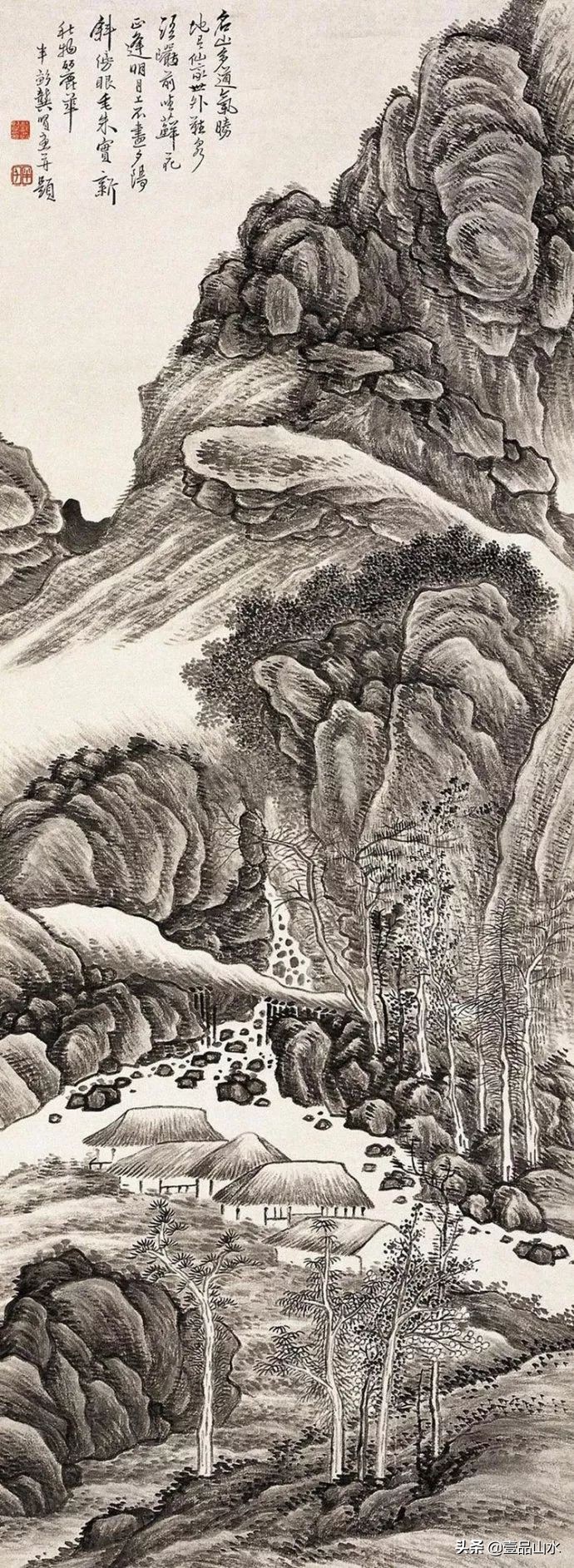 最真实的国画山水画,当代国画山水中的点景人物