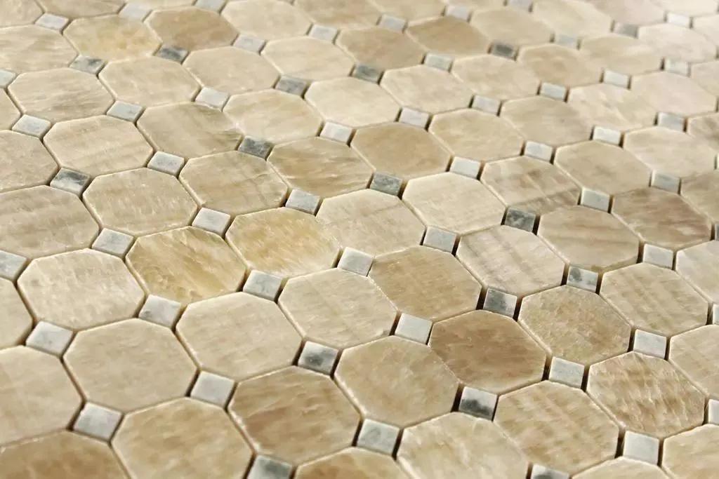 椭圆形石材马赛克拼花图案,河北地面马赛克水刀拼花施工安装