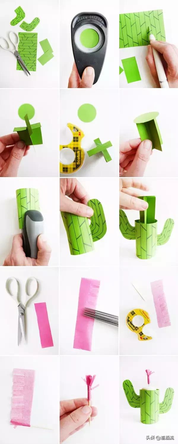 可以贴在墙上用卡纸做的大仙人掌,手工卡纸仙人掌盆栽幼儿园