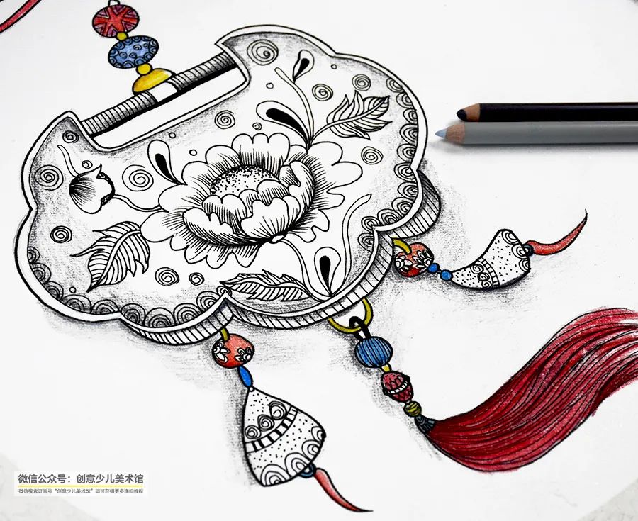 虎头锁儿童画,中国传统文化儿童画简单又漂亮