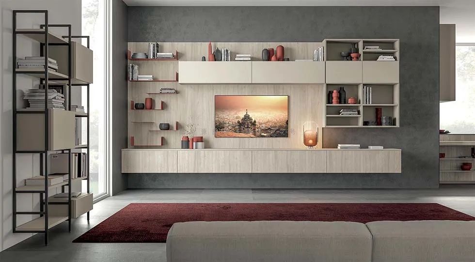 电视柜橱柜整面墙一体,橱柜厨边柜电视柜一体