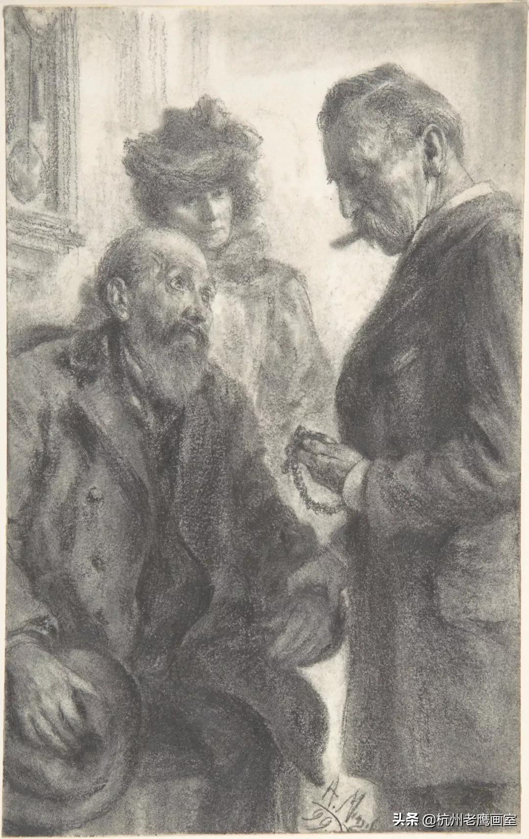 门采尔素描作品的尺寸,门采尔素描高清大图