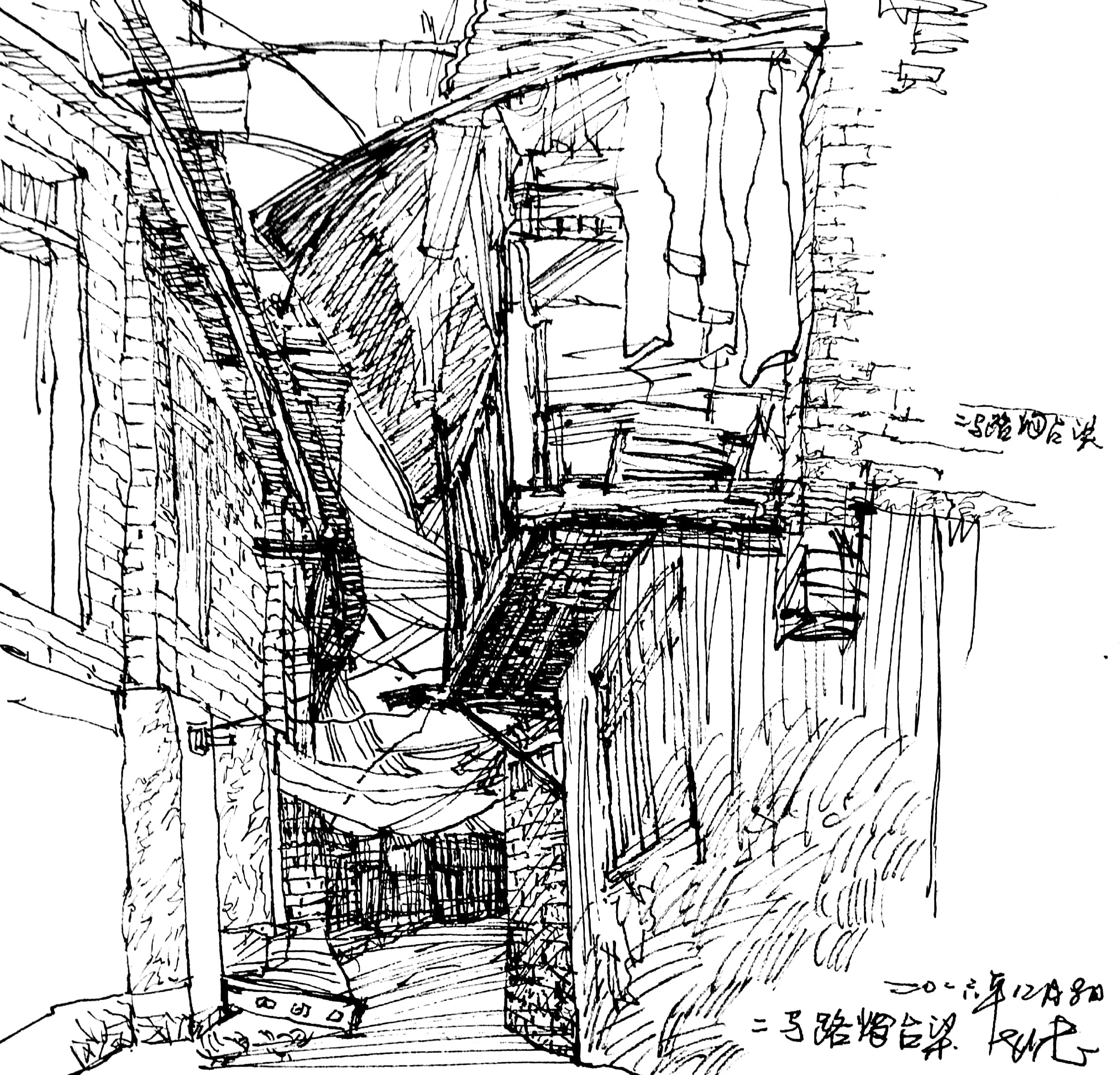 亲切友好的钢笔画速写