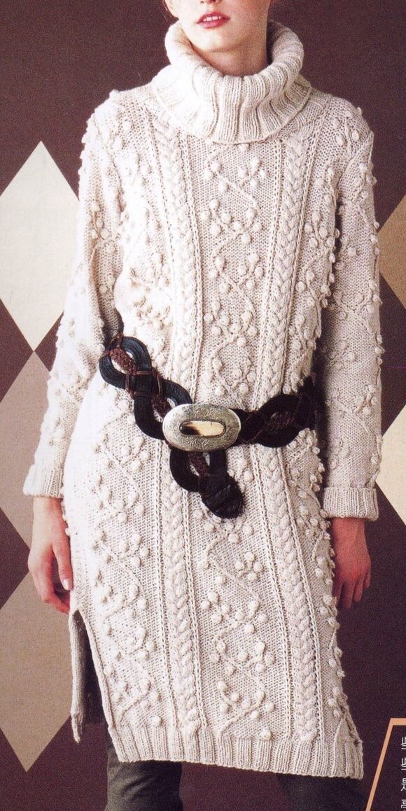 针织毛线连衣裙秋冬高级感,棒针连衣裙花样