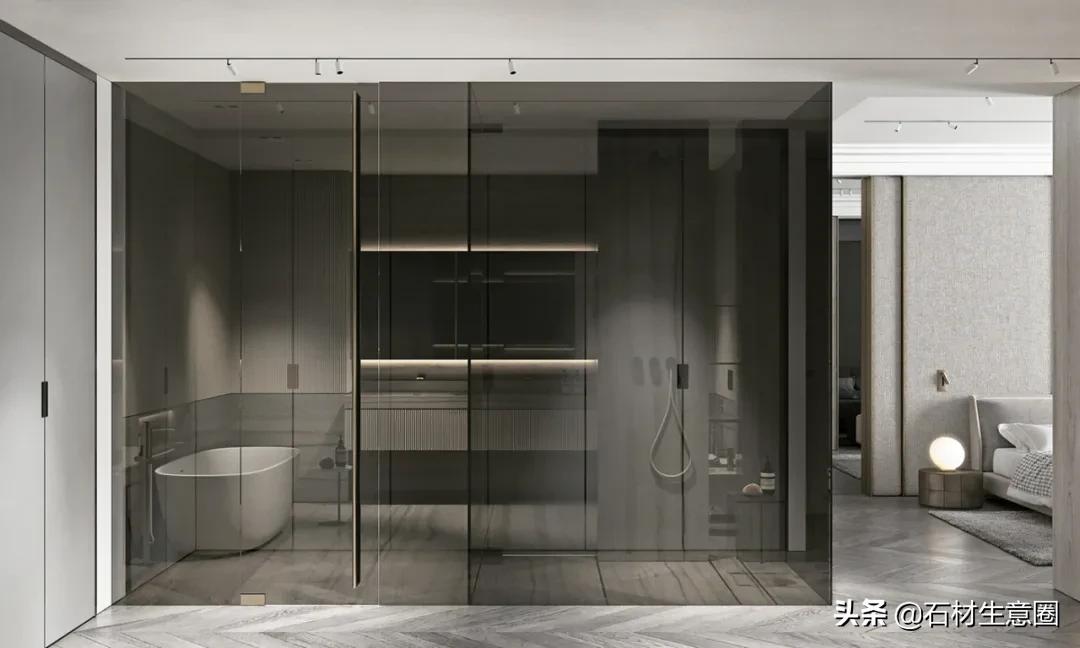 大理石做的浴室柜效果图,极简风格大理石浴室