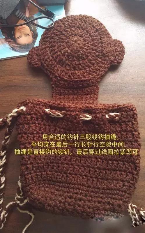 钩编精美双肩包教程图片,钩编可爱束口袋式双肩包