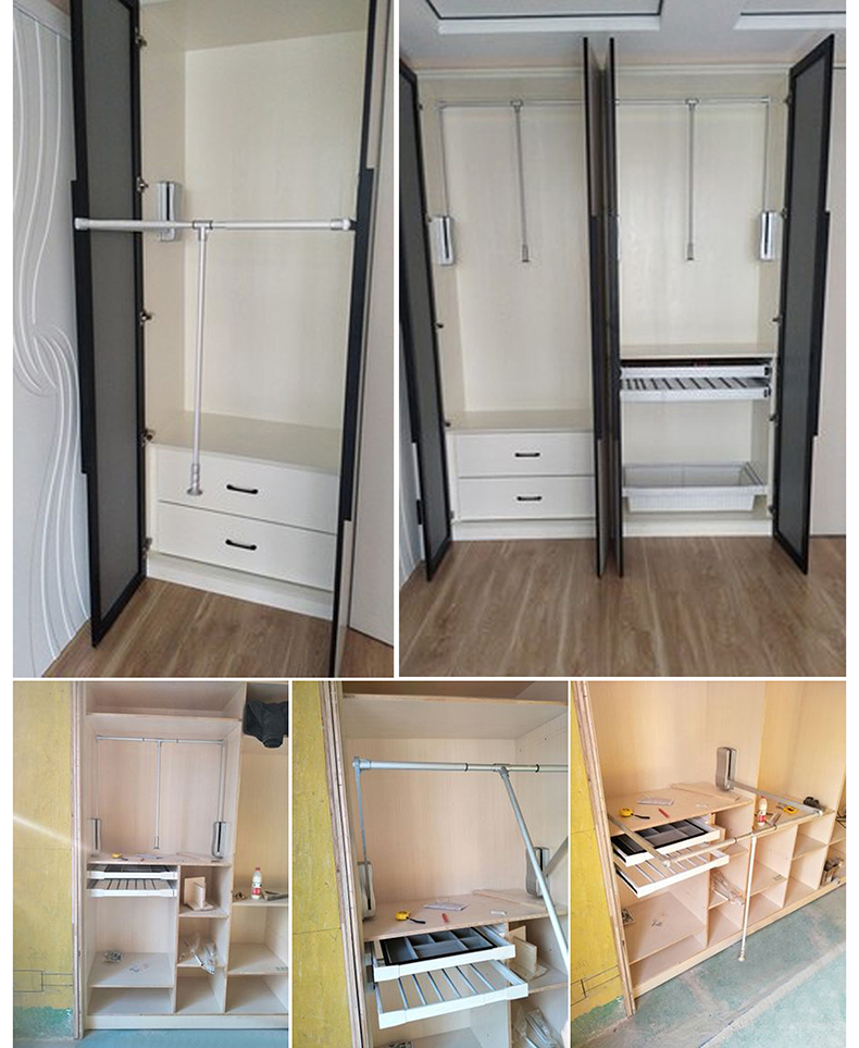 定制家具挂衣杆调整,衣柜挂衣杆升降的