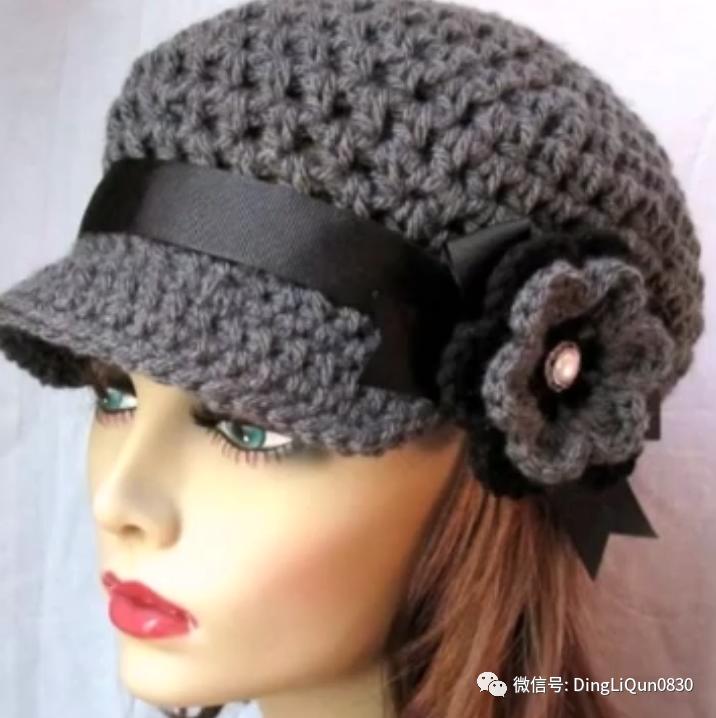 针织作品30款时尚钩花装饰帽子,简单易学又好看的针织帽子