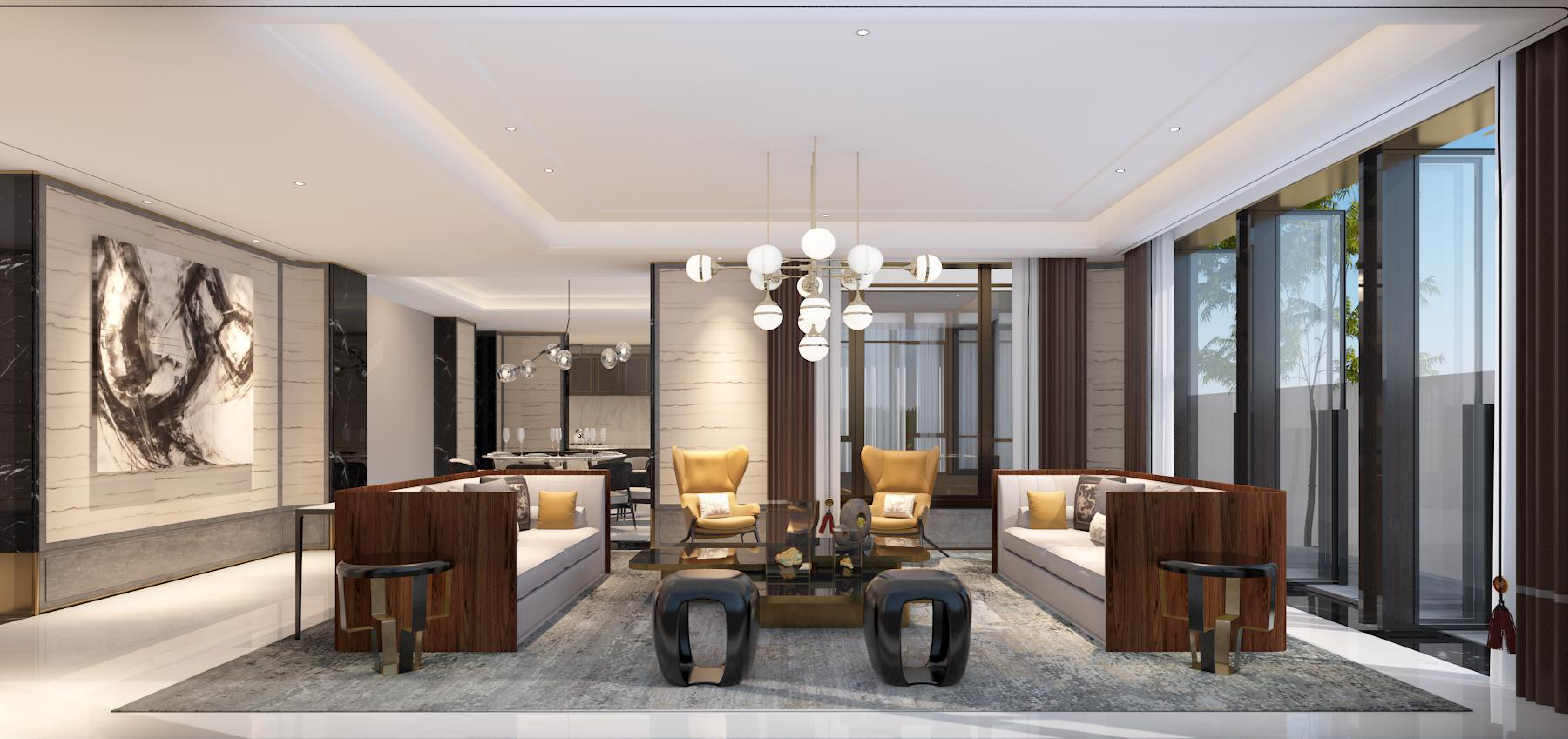 高级别墅客厅设计样板间,别墅美宅实景家装设计