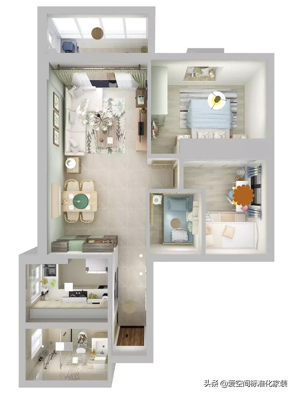 砸墙又砌墙，89㎡田园风小户型改出小三房，效果完爆100㎡！完美