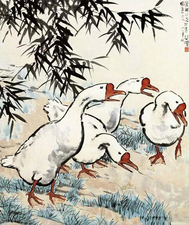 写意鹅国画图片,朱雪娥国画100幅