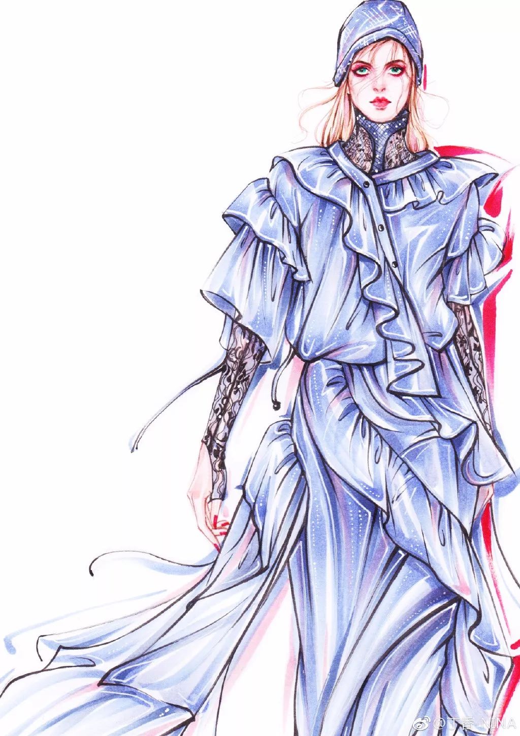 礼服怎么画好看仙气用彩铅,马克笔和彩铅裙子上色教程