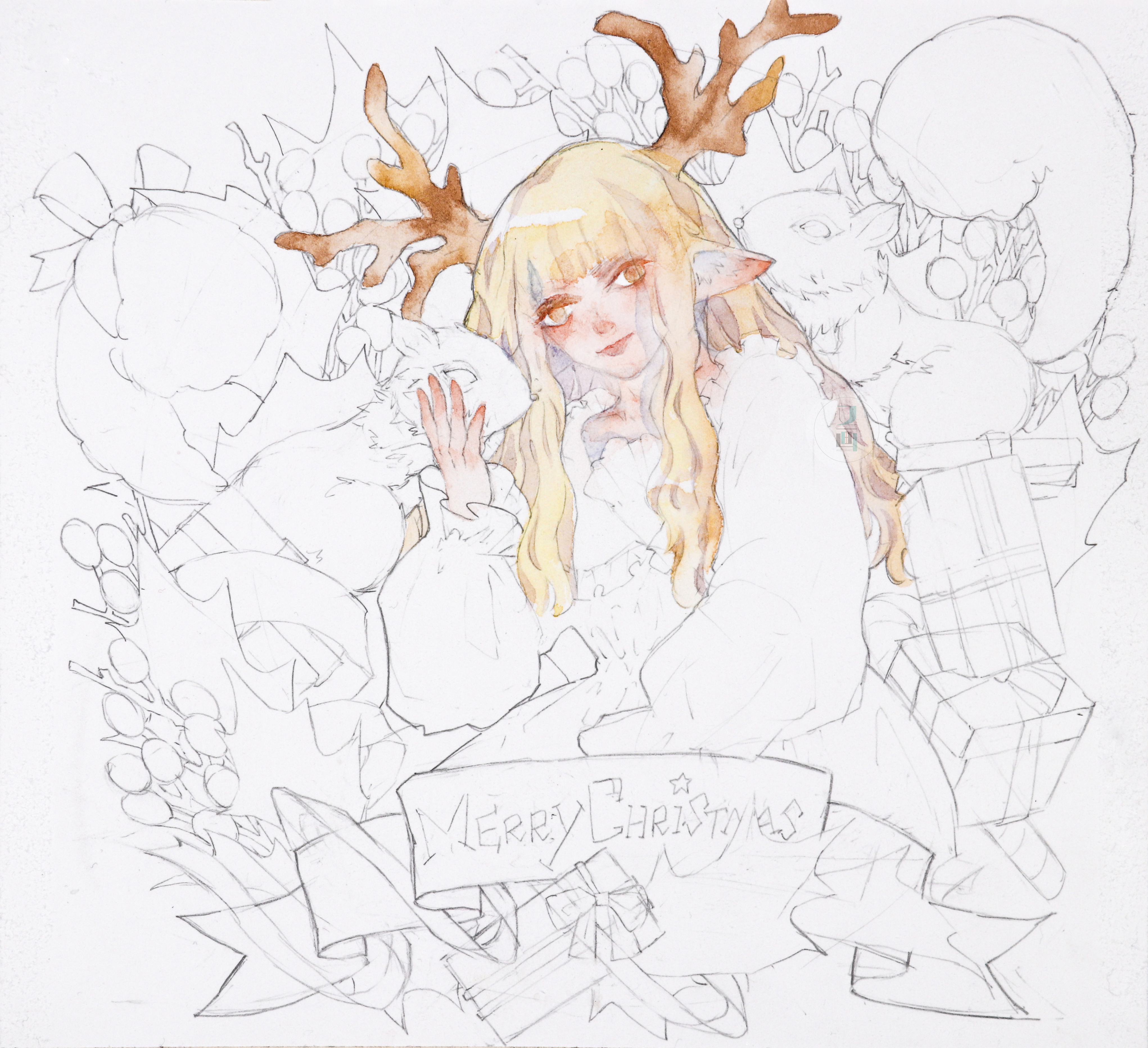 怎么用水彩来画圣诞,水彩教程梦幻