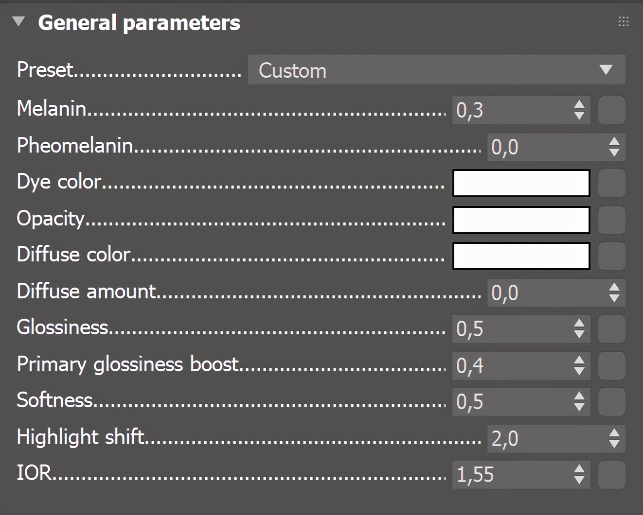 VRay新毛发材质VRayHairNextMtl