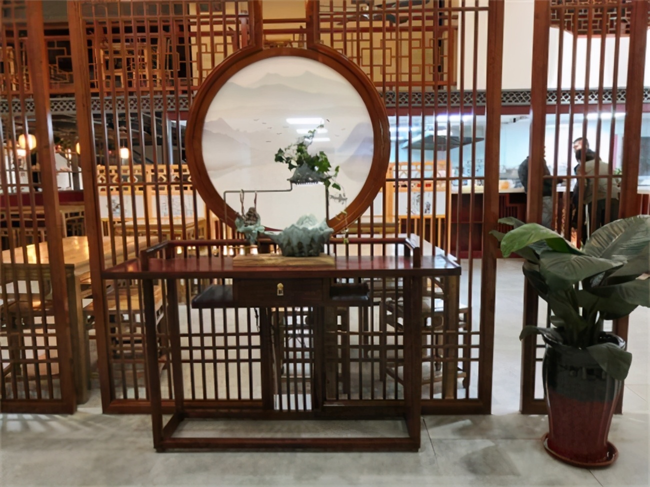 新中式客厅茶室一体屏风,茶室隔断屏风2022年新款半圆形