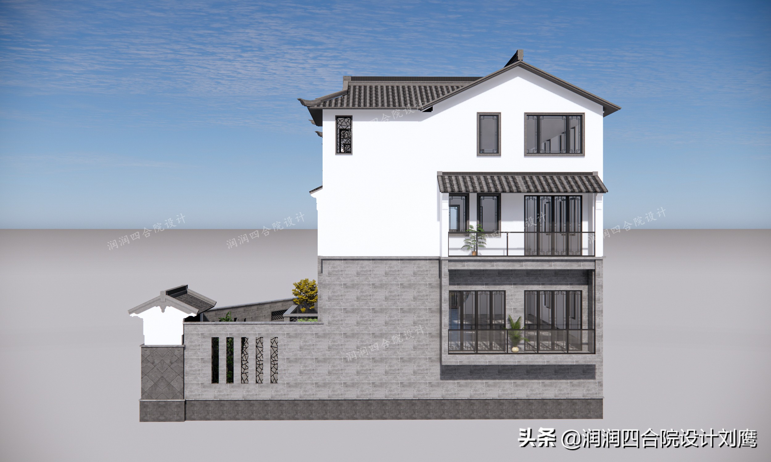 新中式四合院别墅设计图片欣赏,新中式四合院别墅设计案例图纸