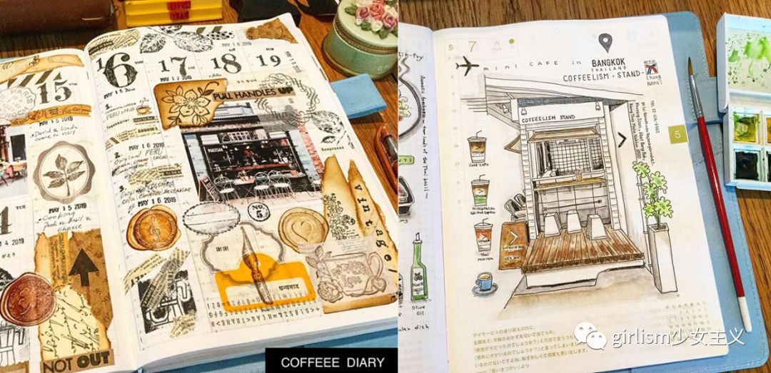 可爱的日系风手帐,简单又可爱的蓝色系手帐