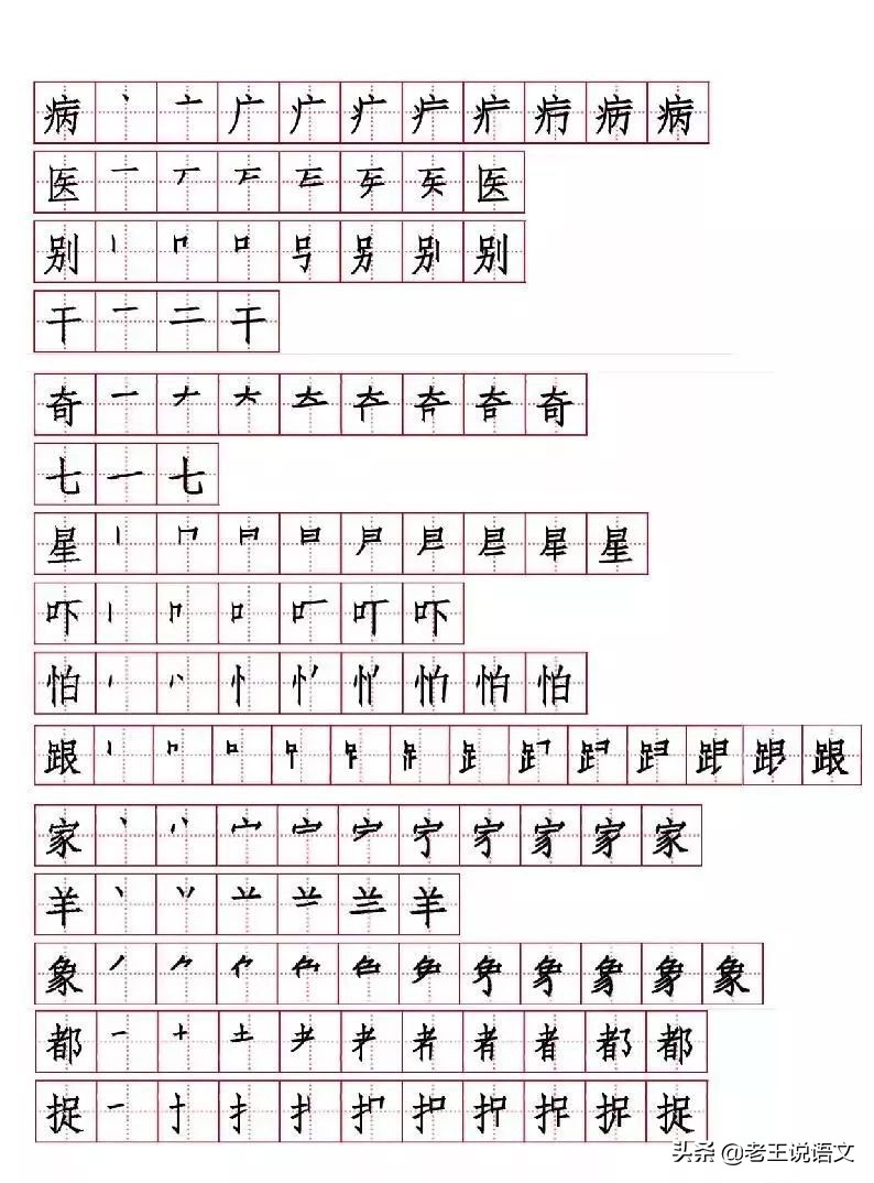 小学一二年级生字的笔画笔顺,八角楼上生字拼音笔画笔顺