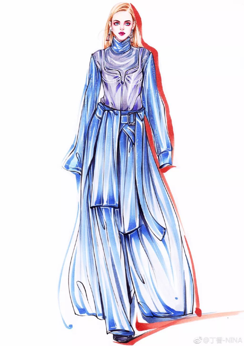 礼服怎么画好看仙气用彩铅,马克笔和彩铅裙子上色教程