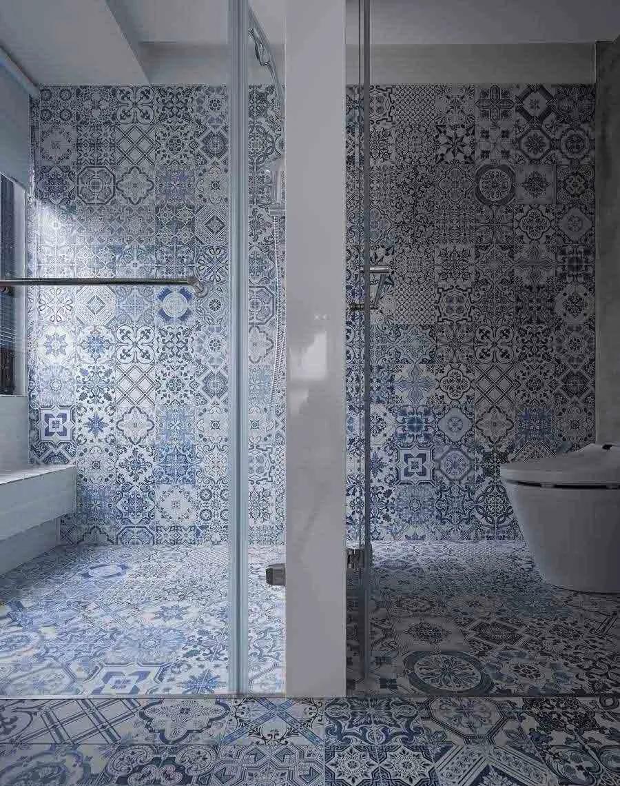 4平米卫生间瓷砖600*1200直贴效果,卫生间400*800深灰色瓷砖腰线效果