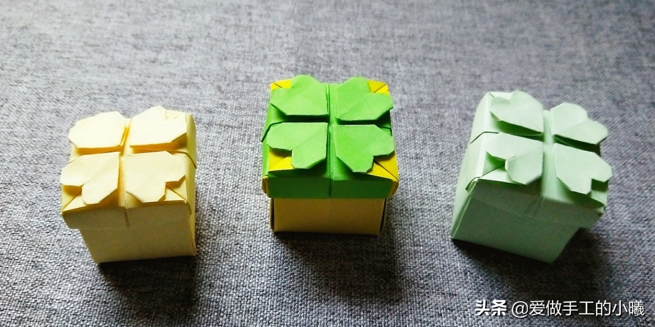 幸运草的盒子折纸教程,装四叶草盒子简单折纸