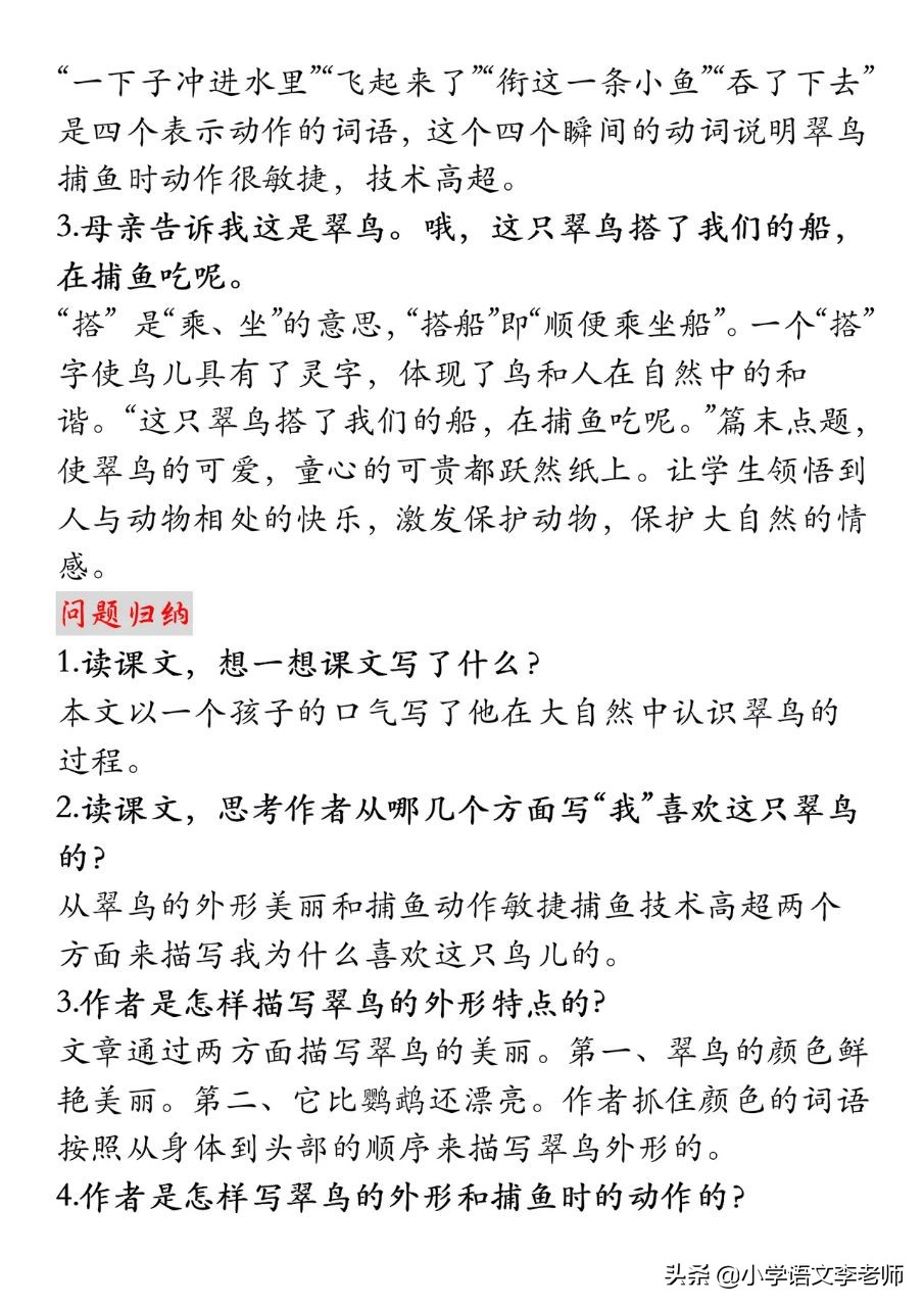 三年级搭船的鸟告诉我们什么道理,三年级上册语文搭船的鸟思维导图