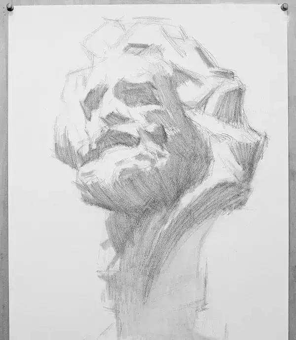 海盗侧面素描石膏头像步骤,素描石膏几何体组合