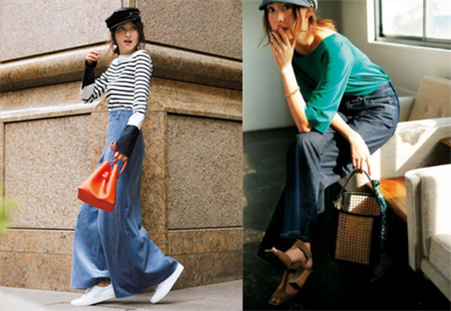 深秋不加绒牛仔阔腿裤深色,秋冬百搭神裤宽窄版阔腿牛仔裤