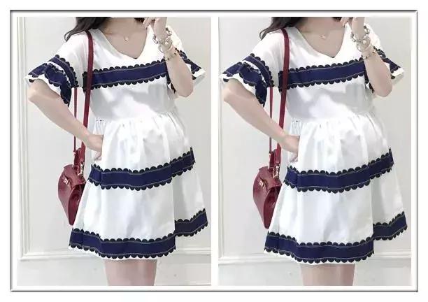 孕妇黑色连衣裙气质高级感,潮妈孕妇假两件夏天连衣裙