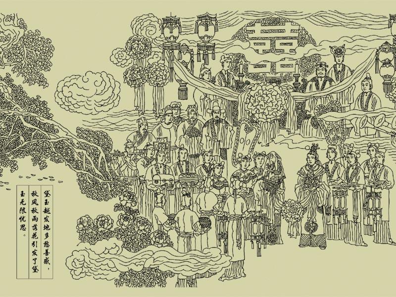 红楼梦人物工笔画白描,红楼梦工笔白描高清图