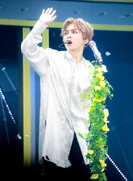 exo演唱会伯贤摔倒队友的反应,exo演唱会边伯贤被灯光挡头照片