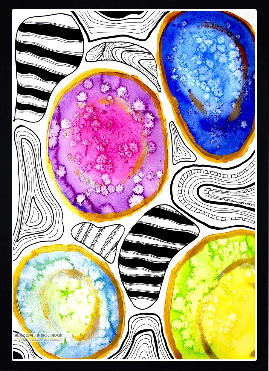 五彩石儿童画,好看的石头儿童画