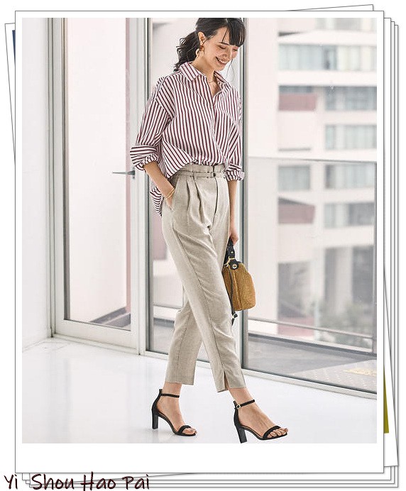 亚麻垂感裤搭配,杏色阔腿亚麻裤的搭配
