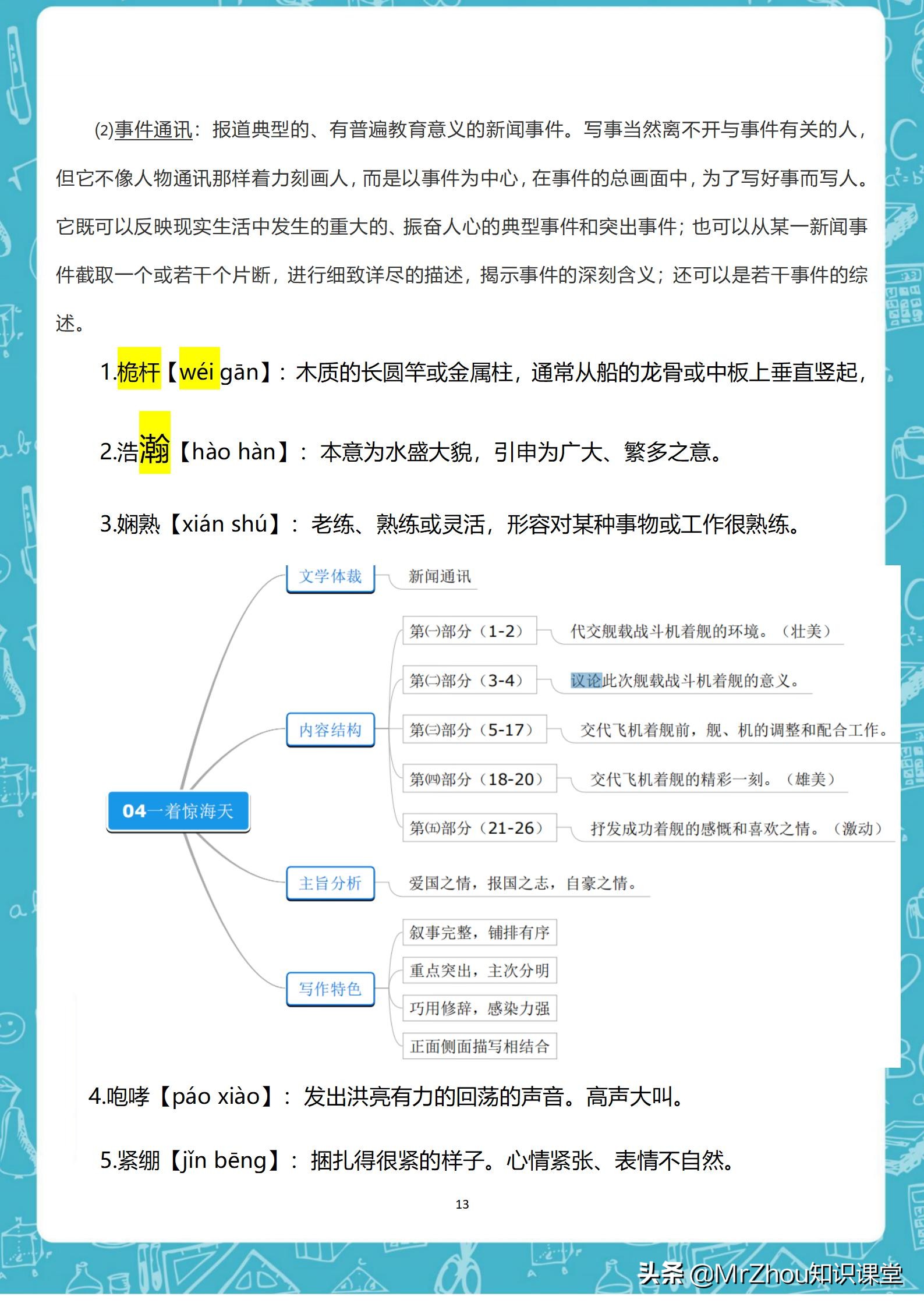 班主任真厉害！提炼初二语文上册重点知识梳理和易错考点集锦60页